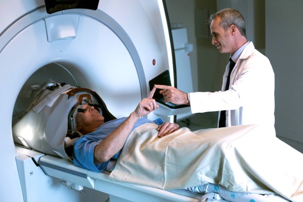 man with Parkinson’s disease getting treated with MRI-guided focused ultrasound