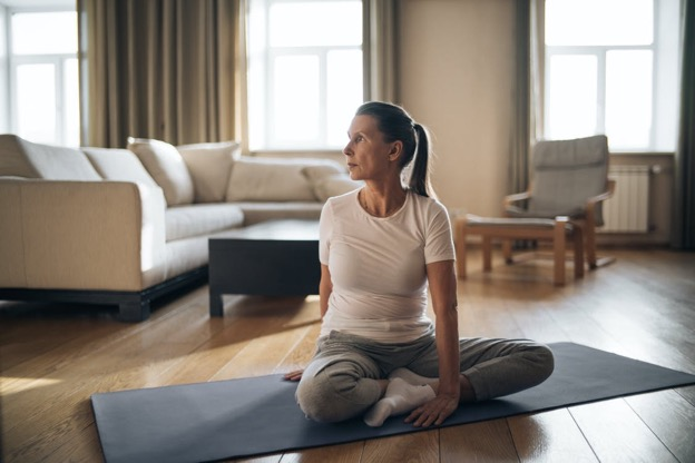 an older woman exercising