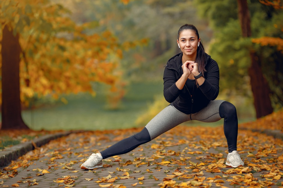 athlete warming up and stretching