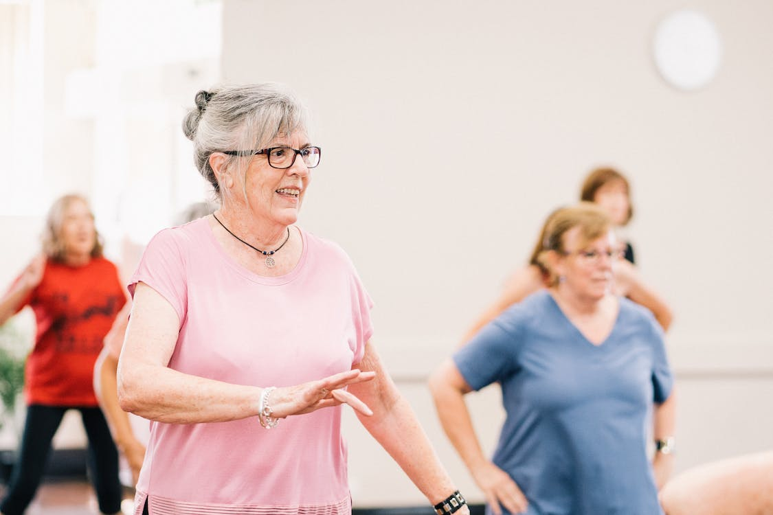 Elderly women dancing to stay active