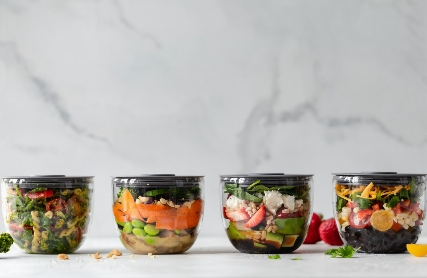 plastic bowls with vegetables as part of a personalized meal plan