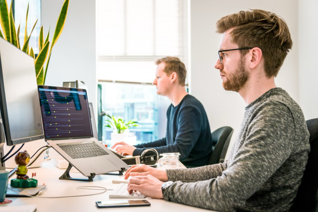 two employees working in an office