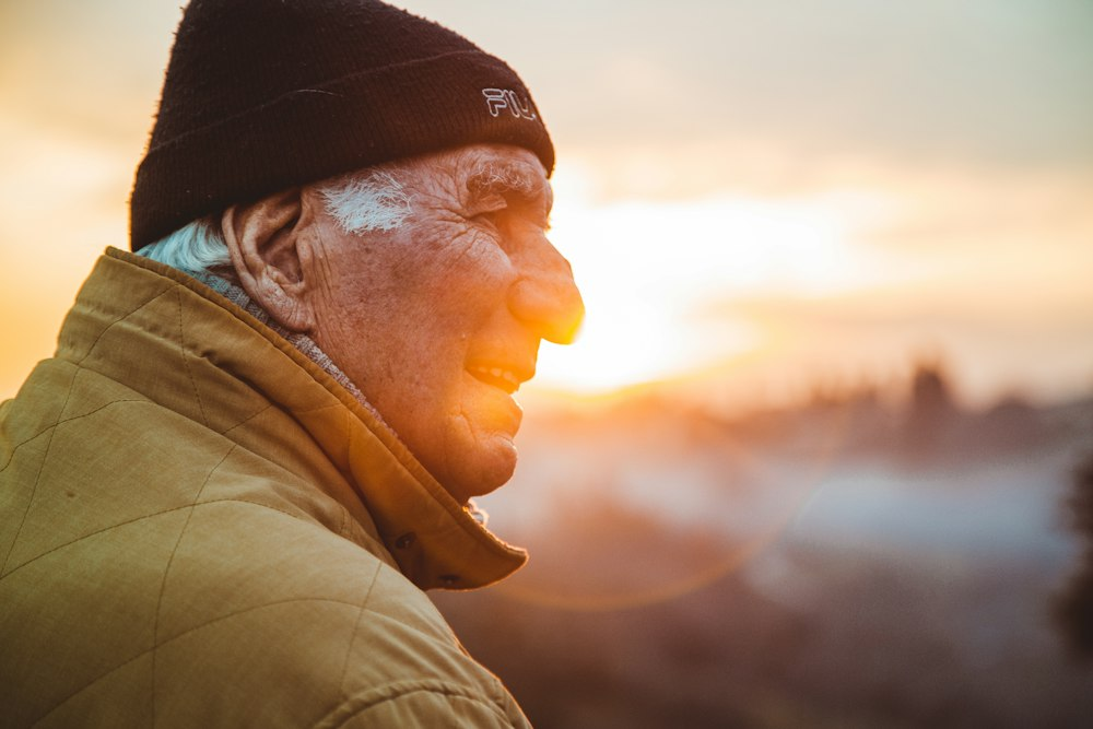 An elderly man experiencing shortness of breath.